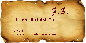 Fityor Balabán névjegykártya